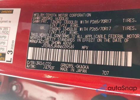 2022 Toyota 4Runner Trd Off Road Premium из США, поврежденный, VIN JTERU5JR4N6039549